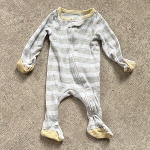 Cloud Island Striped Gray and Cream Baby One-Piece Footed Pajamas